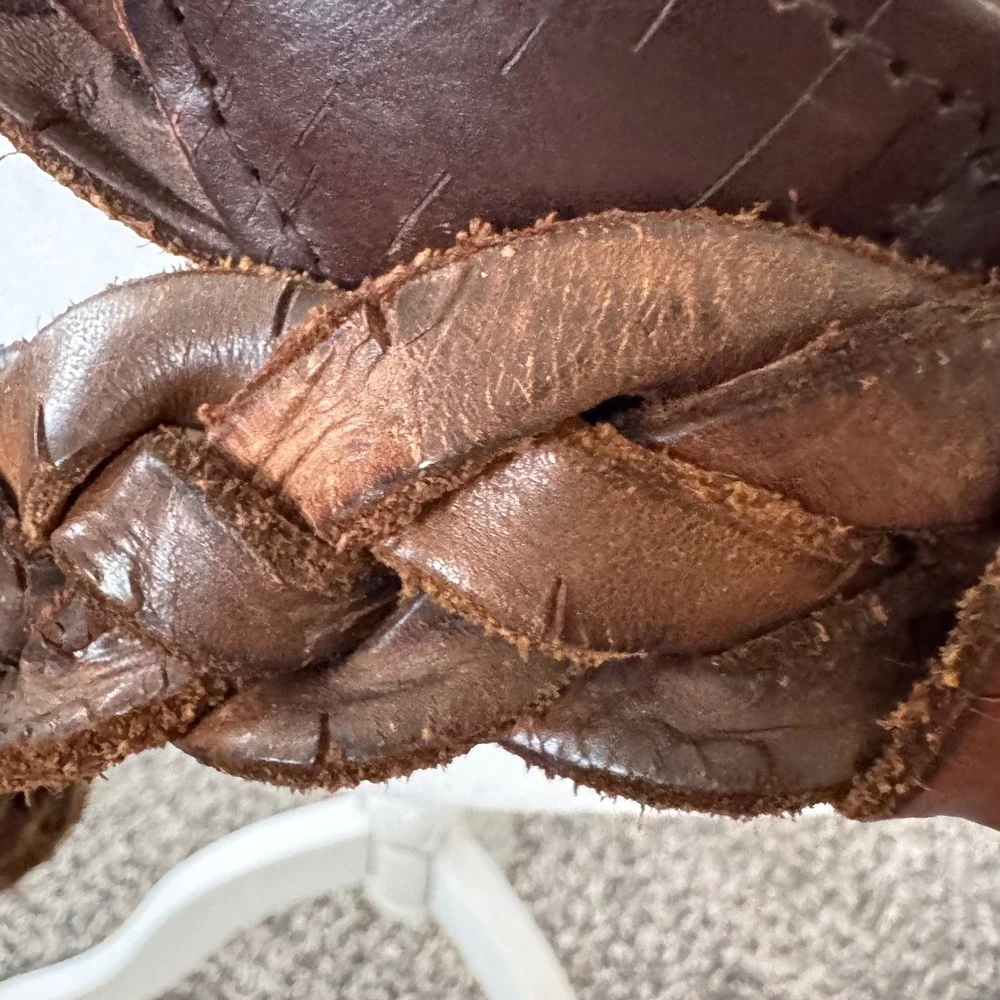 Leather Island Vintage thick Braided Leather Belt‎ Dark Brown Bill Lavin size 38